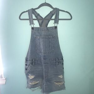 Abercrombie and Fitch light blue wash overalls